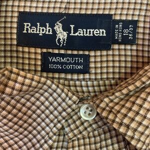 Ralph Lauren Mens Button Up Shirt 18 36/37 Micro Check Preppy Tall Yarmouth